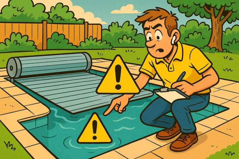 Inspecteur piscine vérifiant sécurité eau
