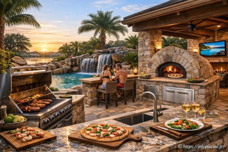 Lucas lagoons outdoor kitchens : cuisines extérieures sur mesure pour piscines de luxe