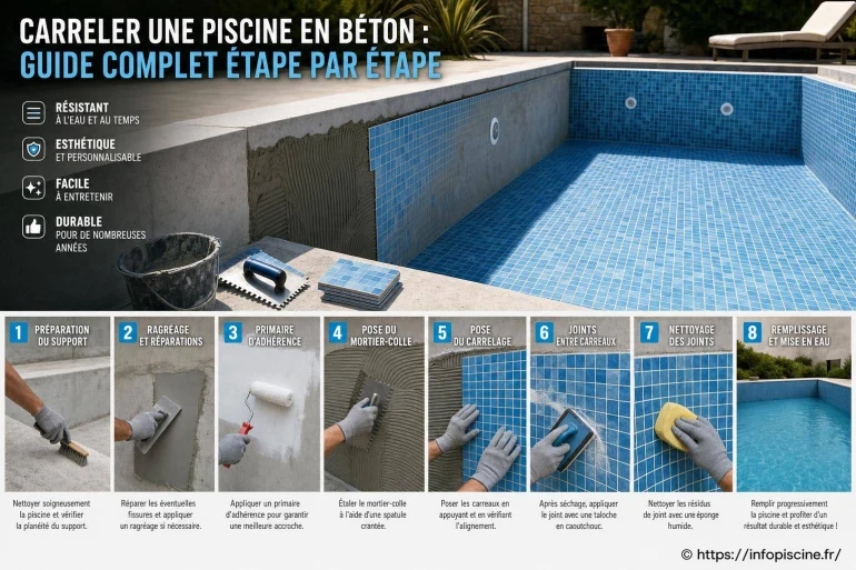 Carreler une piscine en béton : guide complet étape par étape