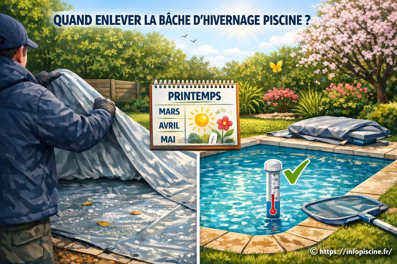 Quand enlever la bâche d’hivernage piscine ?