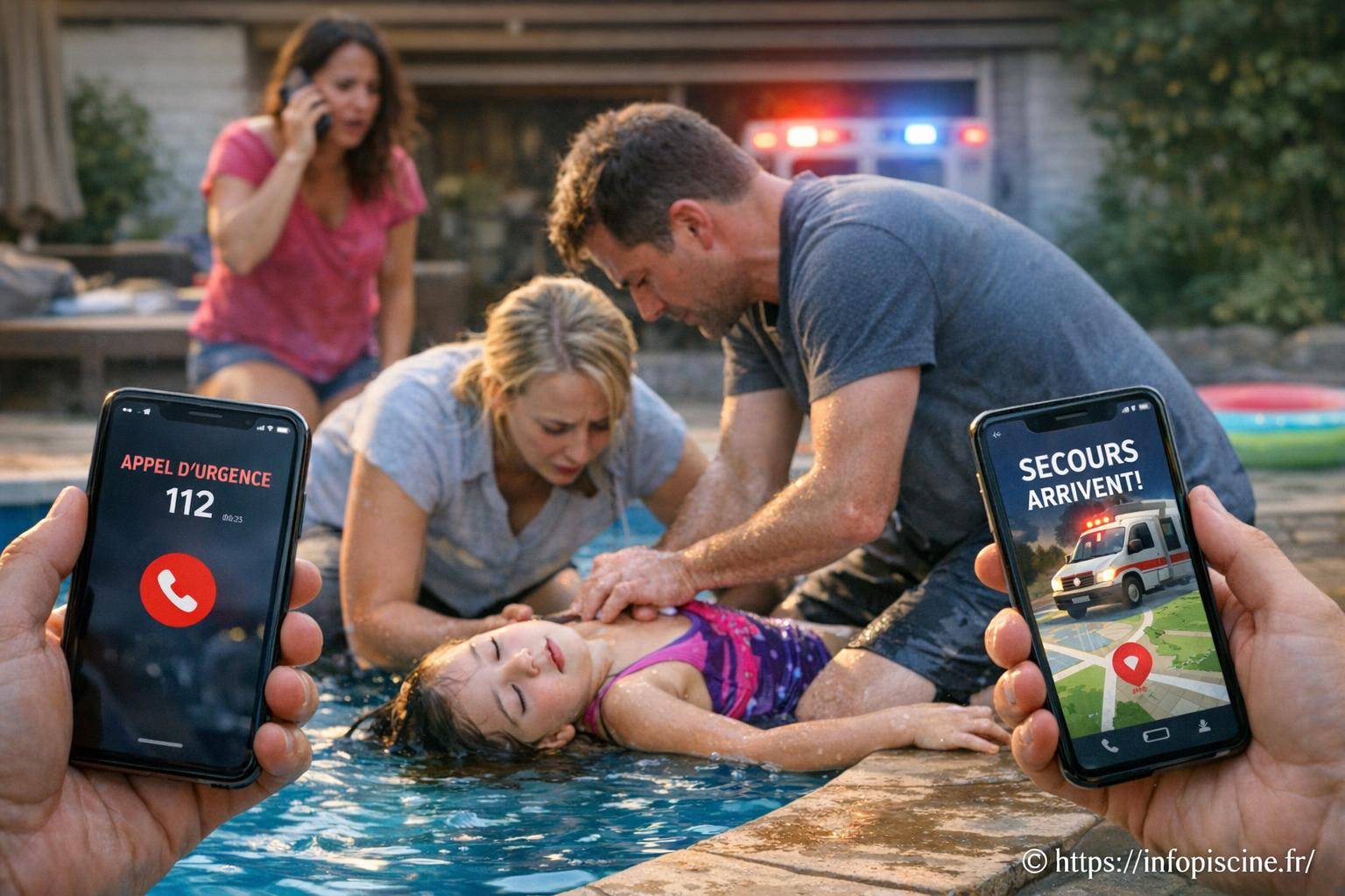 La petite fille sauvée d'une noyade dans la piscine familiale grâce aux secours au téléphone