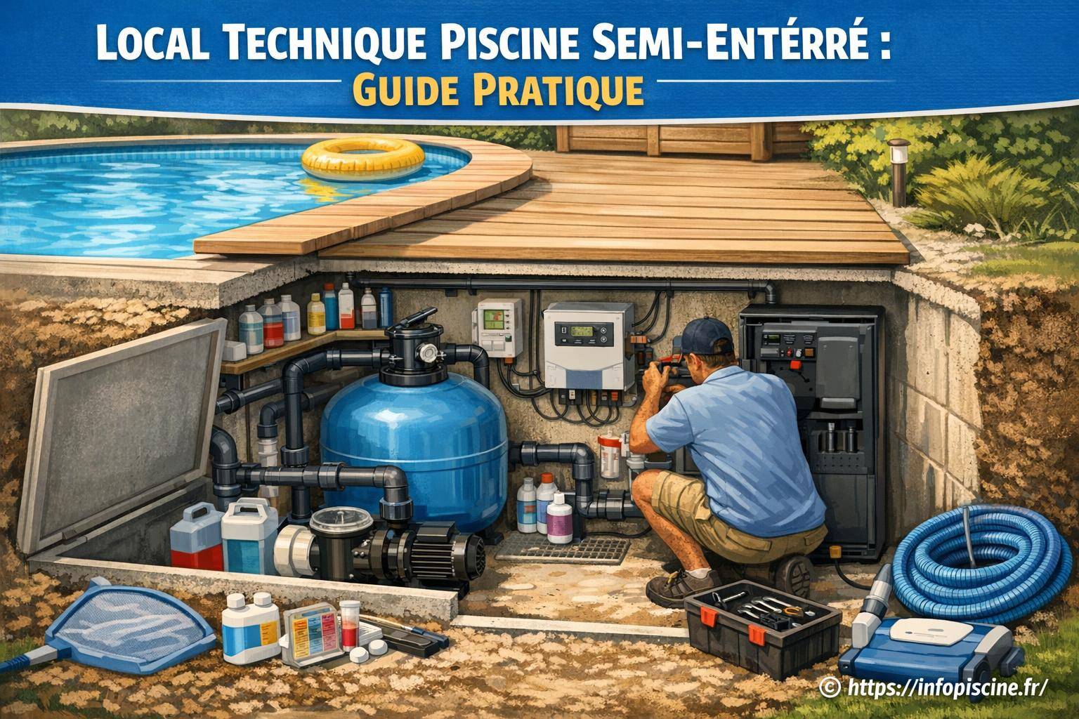 Local technique piscine semi-enterré : comment bien l'aménager et l'entretenir