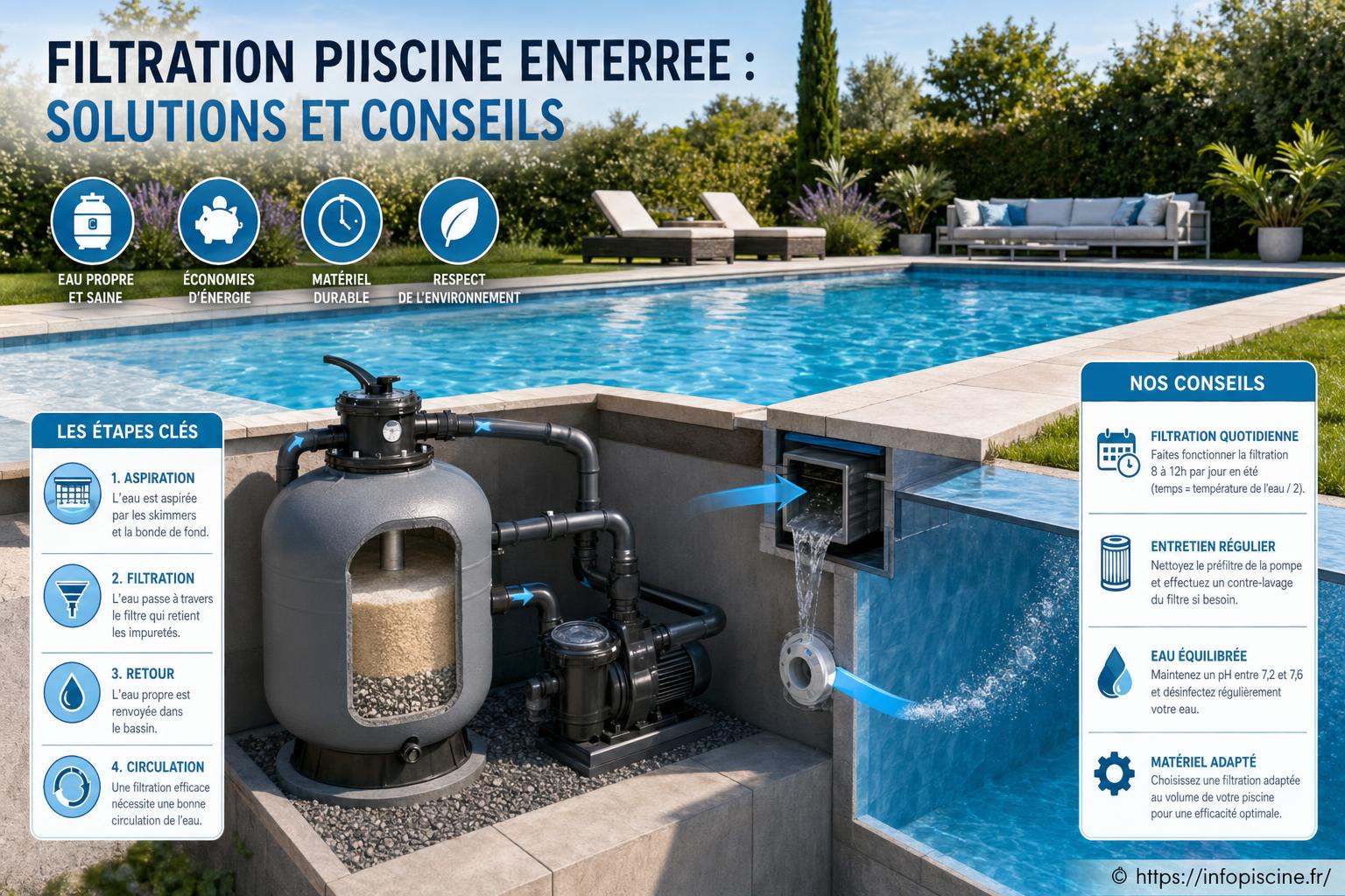 Filtration piscine enterrée : quelles solutions pour une eau claire et saine ?