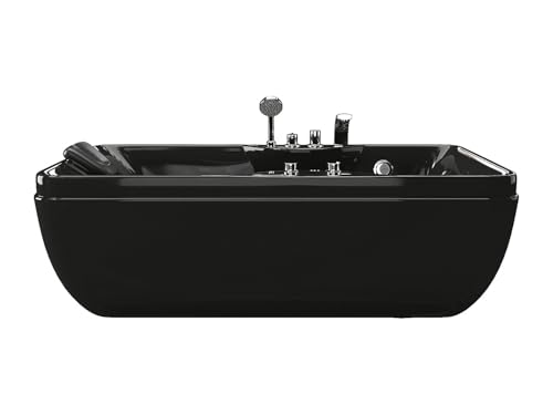 Vente-unique - Baignoire balnéo - 150 x 75 x 54,5 cm - Noire