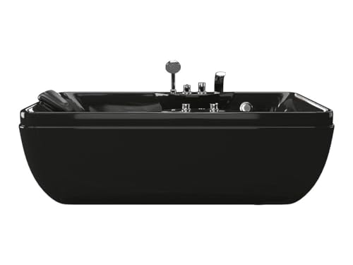 Vente-unique - Baignoire balnéo - 150 x 75 x 54,5 cm - Noire