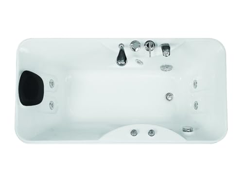 Vente-unique - Baignoire balnéo - 150 x 75 x 54,5 cm - Blanc