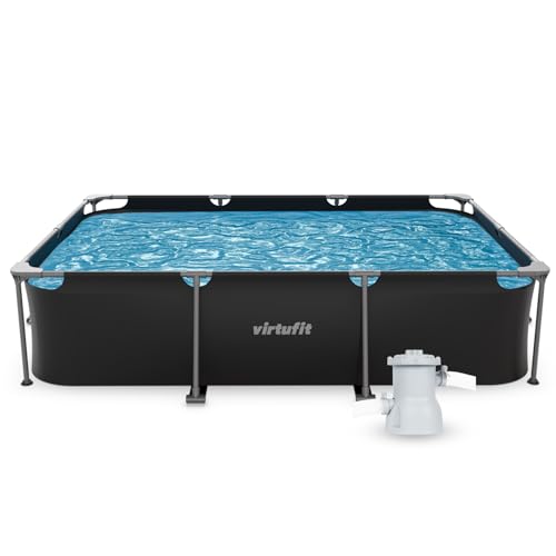 VirtuFit Piscine à cadre rectangulaire, 300 x 210 cm, avec p