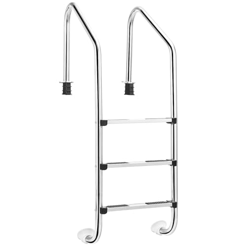 LIFEZEAL Échelle de Piscine à 3 marches en Acier Inoxydable,