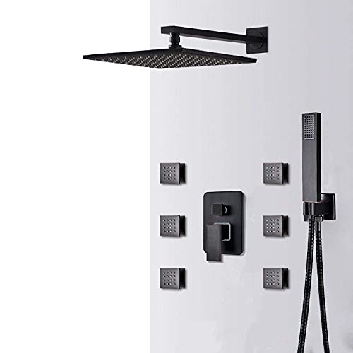 Système Douche LED Noir Pluie Luxe