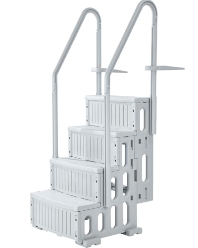 VEVOR Escalier de Piscine en Plastique avec 2 Rampes, 4 Marc