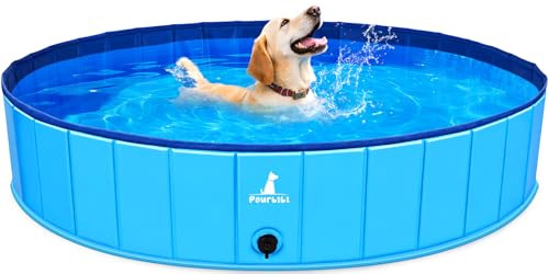 Pourbibi Piscine pour Grands Chiens, Bassin De Baignade Plia