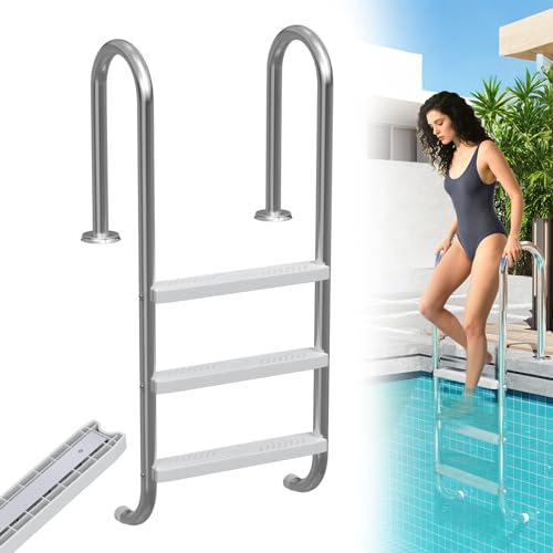 LZQ Échelle de piscine en acier inoxydable 3 marches avec ma