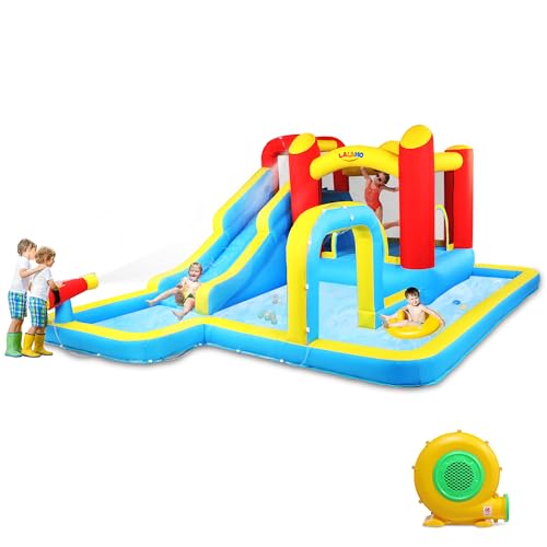 LEADZM Château Gonflable avec Souffleur, Piscine, Mur descal