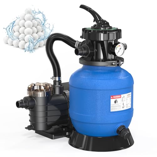 LEADZM Pompe Piscine Filtre à Sable 10 m³/h + 500g Boules de