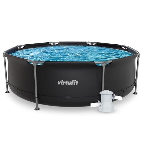 VirtuFit Piscine (Noir, Ø244 x 76 cm (INKL. Filterpumpe), Ro
