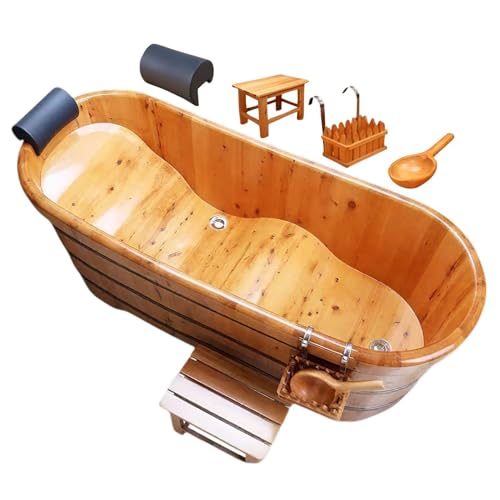 Baignoire en Bois avec Appui-Tête, Baignoire Relaxation pour