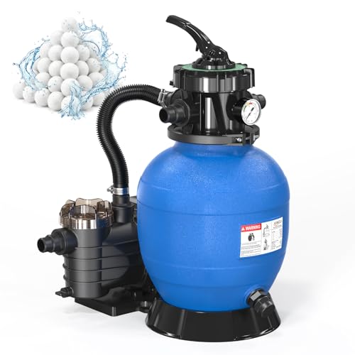 LEADZM Pompe Piscine Filtre à Sable 7,9 m³/h + 400g Boules d