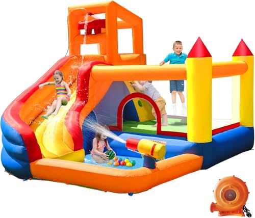 Ballsea Grand château Gonflable avec Ventilateur, Toboggan S