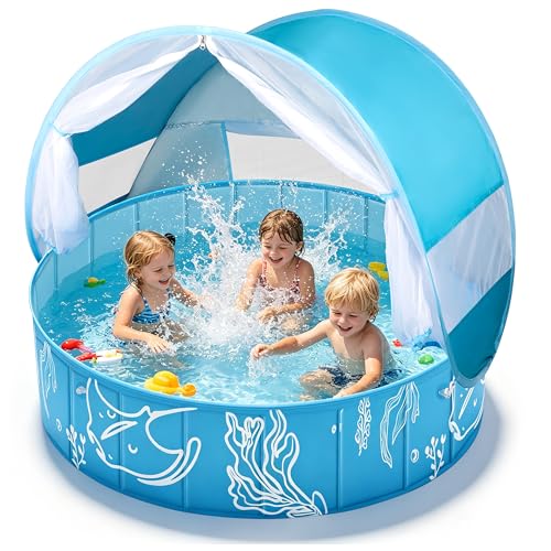 colmanda Piscine Bebe avec Pare Soleil 4 en 1 Grande, 120×30
