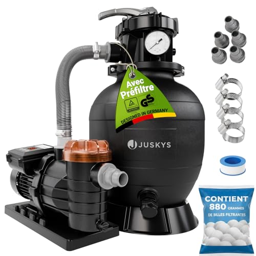 Juskys® Filtre à Sable 400 W avec Fonction minuterie et préf
