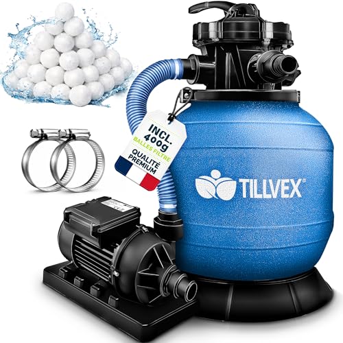 tillvex® Système de Filtre à Sable 7.900L/h + 400g Boules de