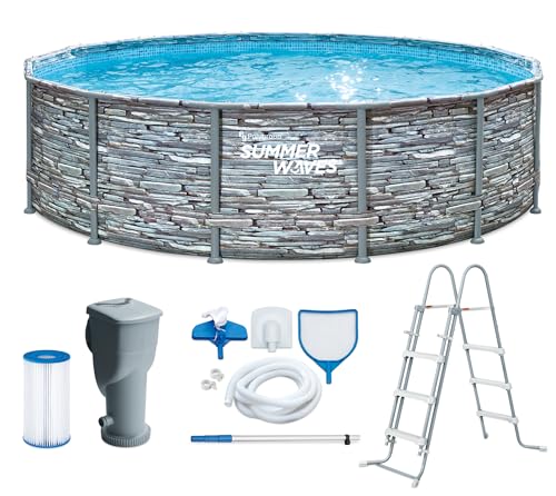 Summer Waves Frame Pool Kit complet | Rond 427 x 107 cm aspe