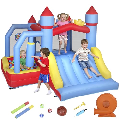 AIYAPLAY Château Gonflable 5 en 1 avec souffleur et Pistolet