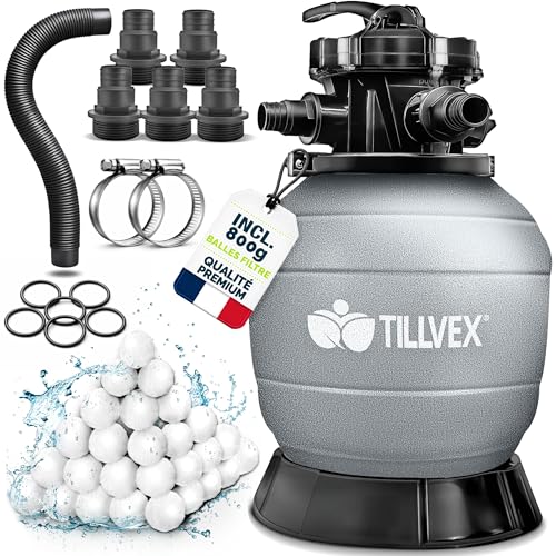 tillvex® Filtre à Sable pour Piscine sans Pompe + Billes fil
