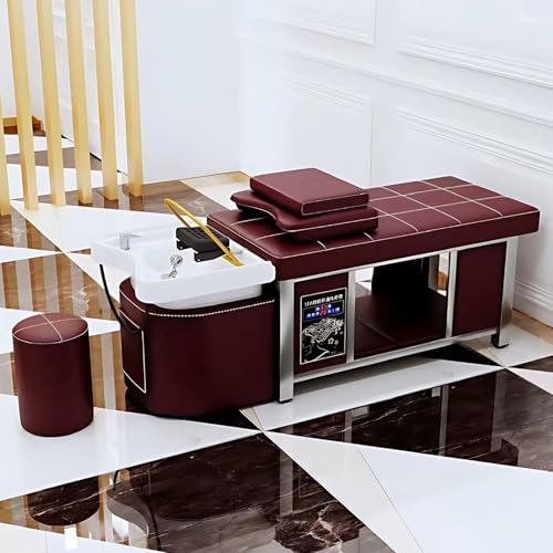 Lit spa cuir bordeaux luxe
