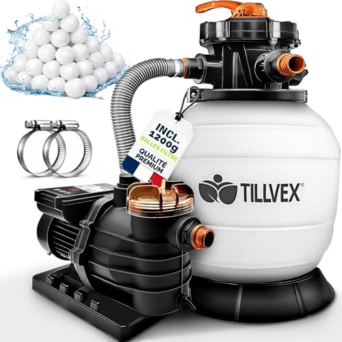 tillvex® Système de Filtre à Sable 13 200L/h jusquà 40 000L 
