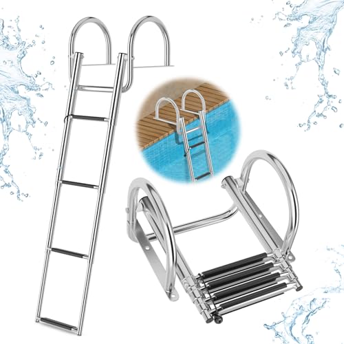 RELAX4LIFE Échelle de Piscine INOX Pliable à 4 Marches, Esca
