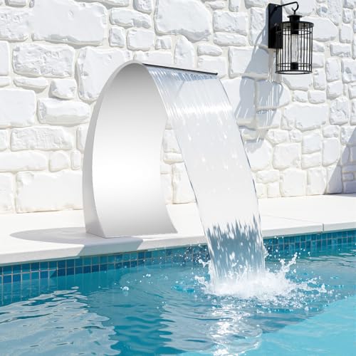 Fontaine de piscine, 30 x 60 cm, en acier inoxydable, argent