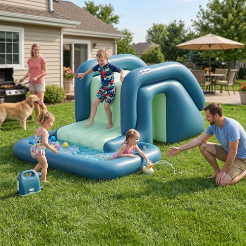 Toboggan Piscine Gonflable Rapide Vert