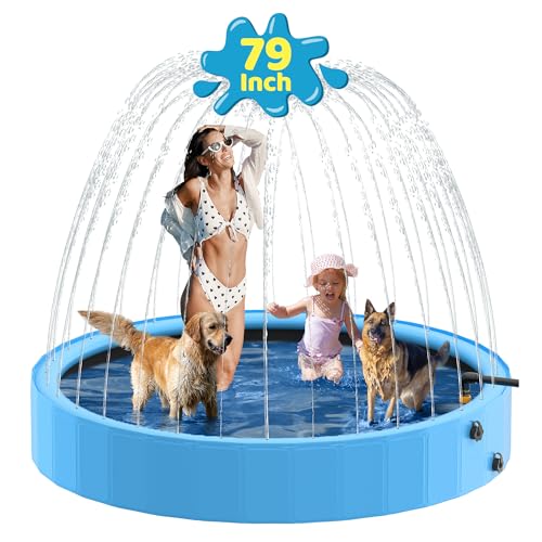 Raxurt Piscine pour Chien Pliable avec Sprinkler, Grande Pis