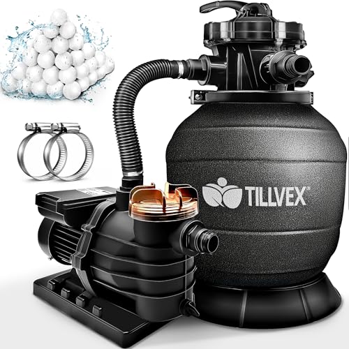 tillvex Système de Filtre à Sable 10 m³/h + 800g Boules de f