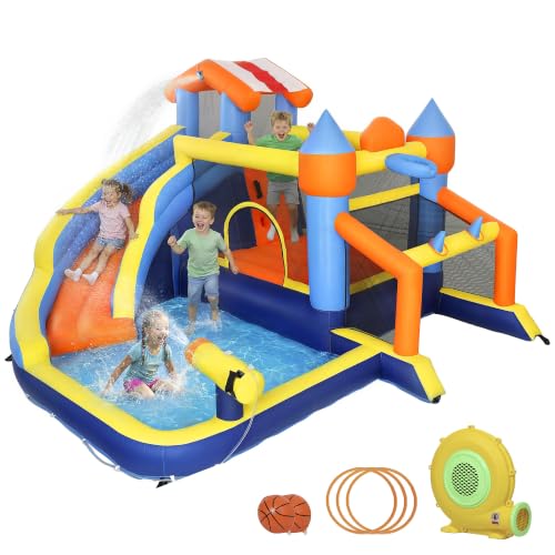 AIYAPLAY Château Gonflable Extérieur Parc Aquatique avec Sou