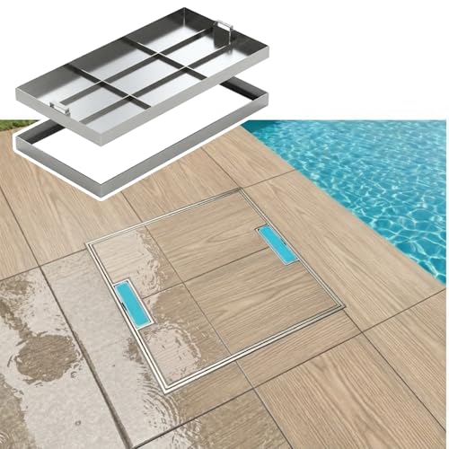 Bâche dinspection invisible au bord de la piscine avec poign