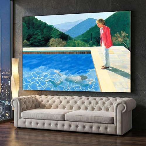 Affiche « Reflets au bord de la piscine », peinture à lhuile