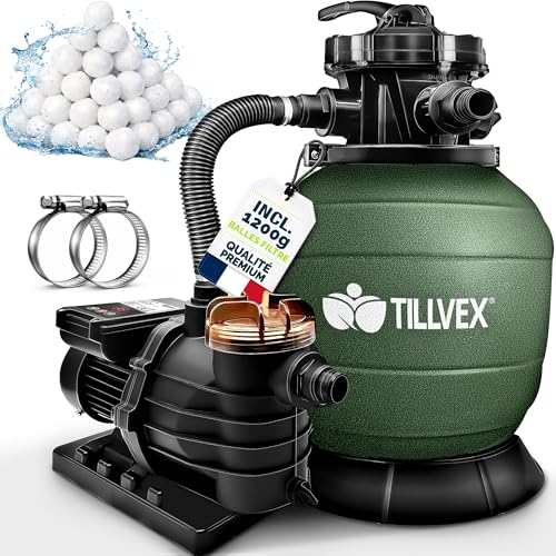 tillvex® Système de Filtre à Sable 13 200L/h jusquà 40 000L 
