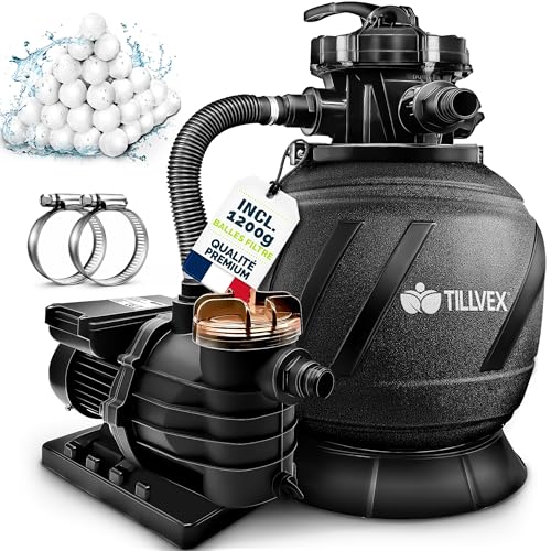 tillvex® Système de Filtre à Sable 13 200L/h jusquà 40 000L 