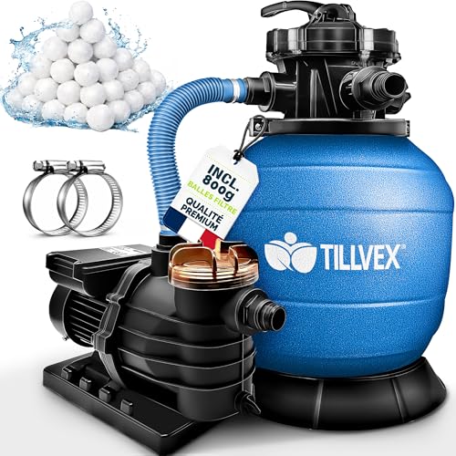 tillvex Système de Filtre à Sable 10m³/h + 800g Boules de fi