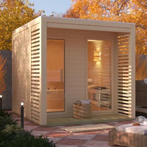 Karibu Sauna Extérieur Tonneau Angkor 2 | 4-6 Places, Bois É